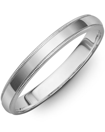 Classic Half Round Thin Polish Milgrain Wedding Band