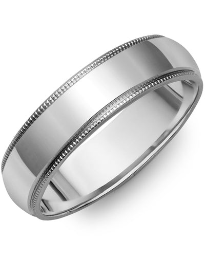 Classic Half Round Polish Milgrain Wedding Band