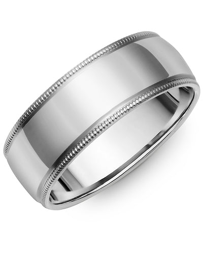 Classic Half Round Wide Polish Milgrain Wedding Band