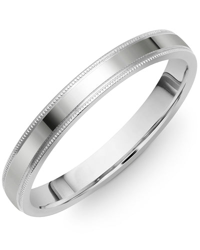 Classic Flat Thin Polish Milgrain Wedding Band