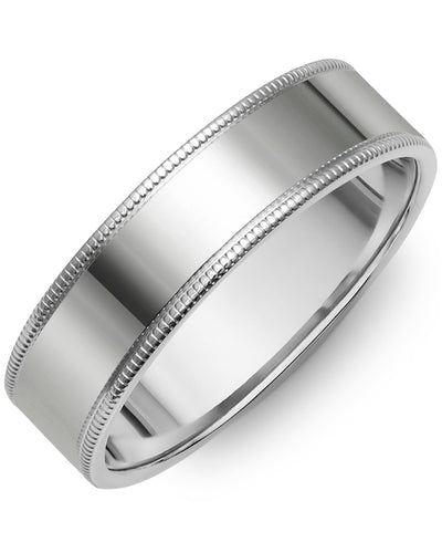 Classic Flat Polish Milgrain Wedding Band