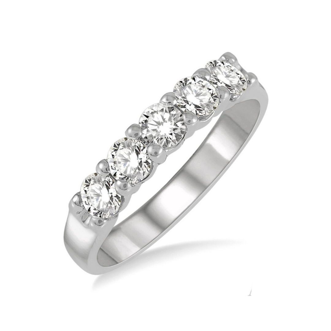 5 stone diamond wedding band