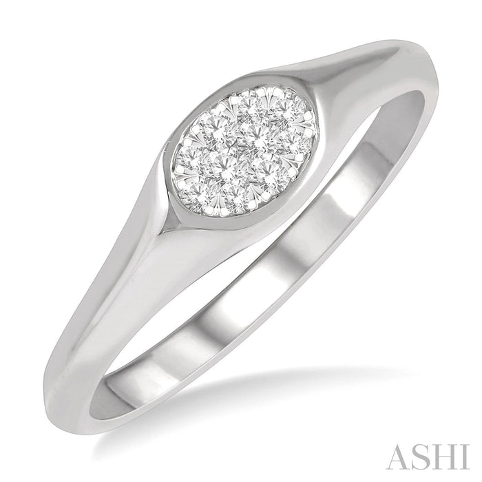 Oval shape lovebright essential diamond signet ring