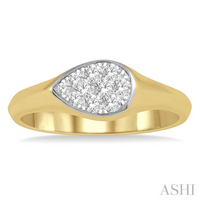 Pear shape lovebright essential diamond signet ring