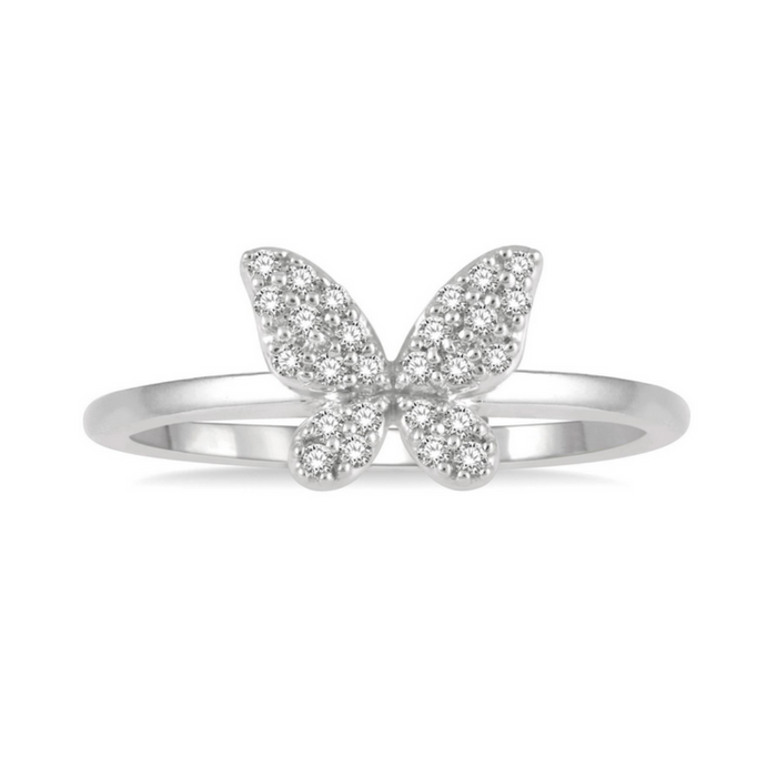 Stackable butterfly shape petite diamond fashion ring
