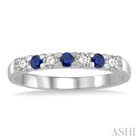 7 stone gemstone & diamond wedding band