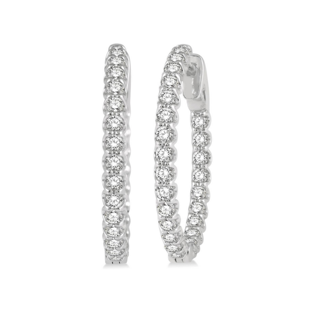 Inside-out diamond hoop earrings