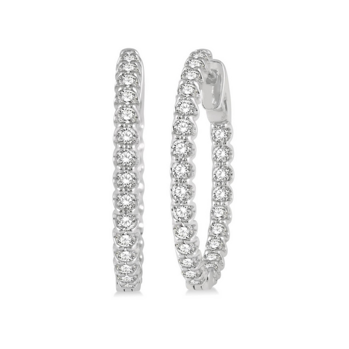 Inside-out diamond hoop earrings