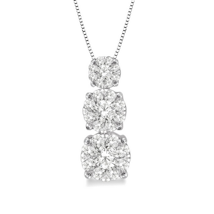 3 stone lovebright essential diamond pendant