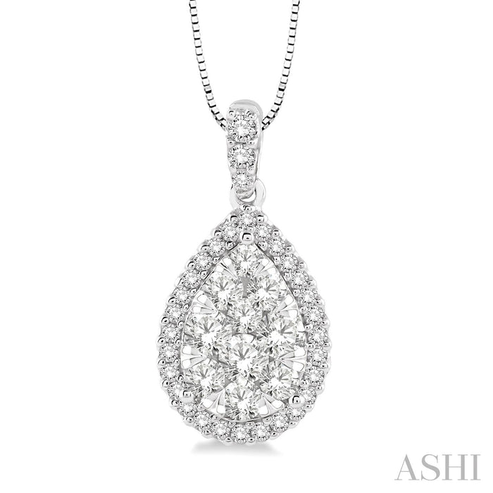 Pear shape lovebright essential diamond pendant