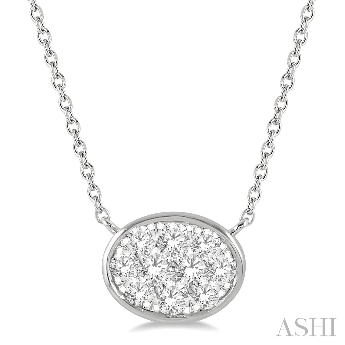 Oval shape lovebright essential diamond necklace