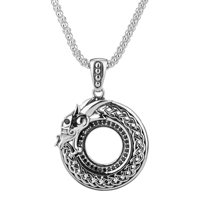 Silver Round Dragon Pendant Small