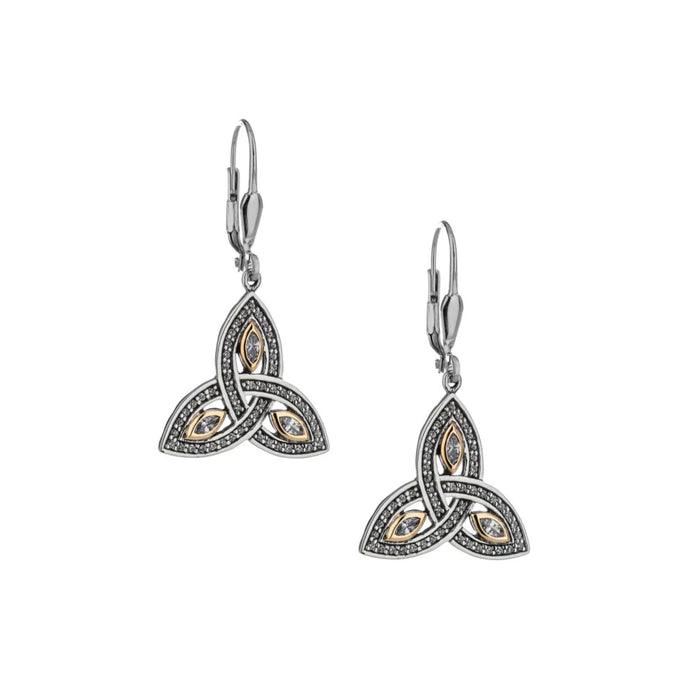 Silver and 10k Gold Trinity Earrings