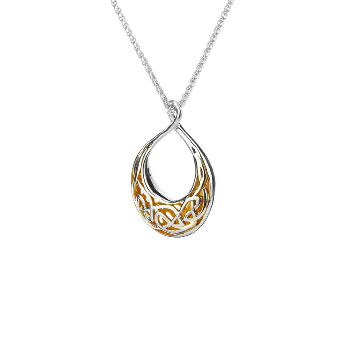 Silver and 22k Gold Window to the Soul Teardrop Pendant Small