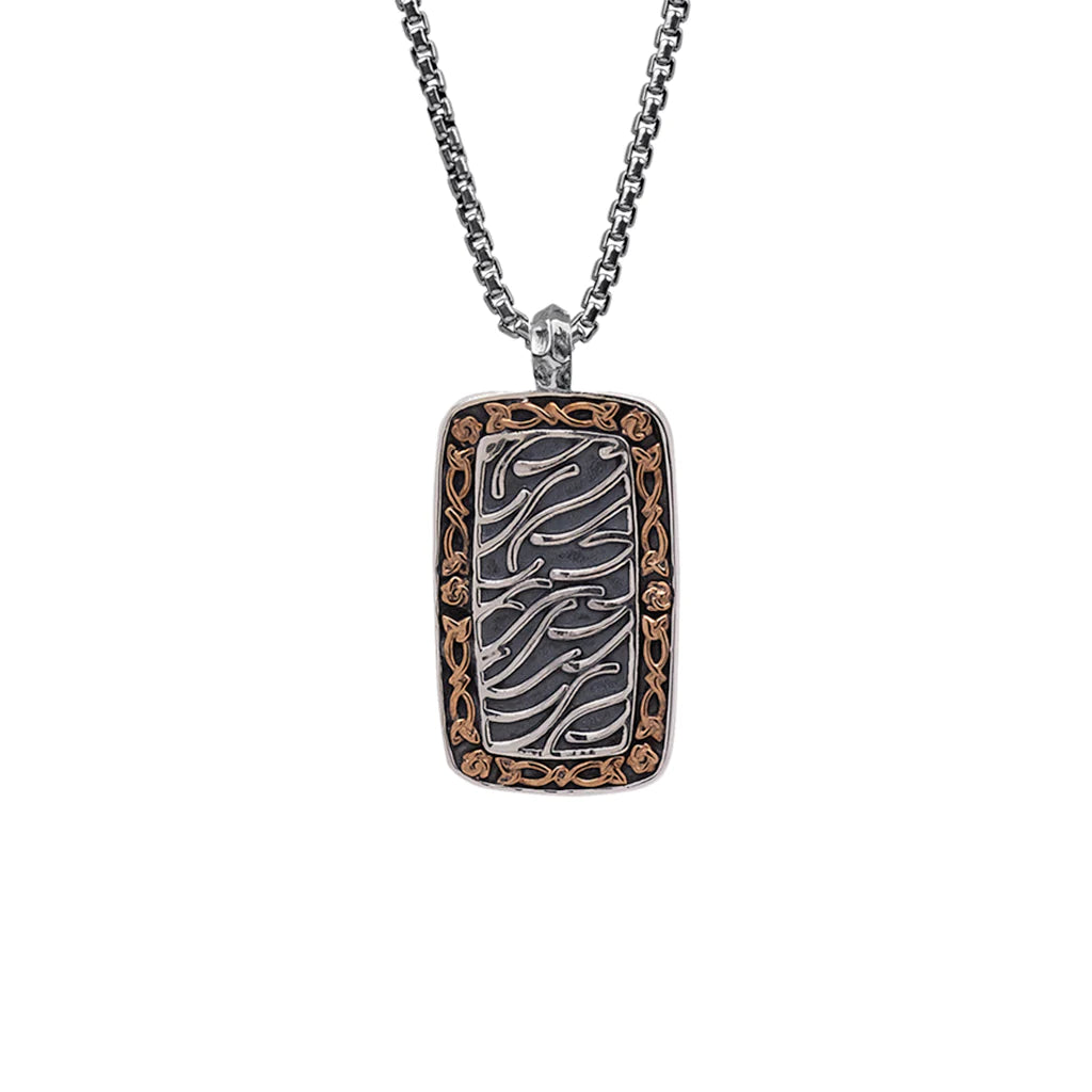 Silver and Bronze Cernunnos Dogtag Pendant
