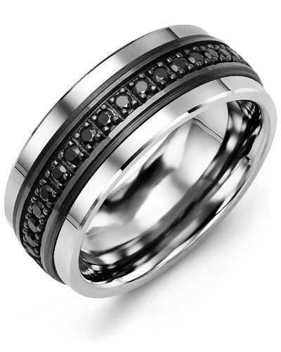 Men's Medium Black Eternity Diamond Wedding Ring