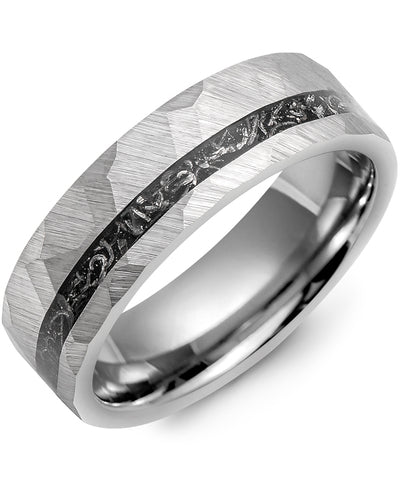 Men's Hammer Black Meteorite Tungsten Wedding Band