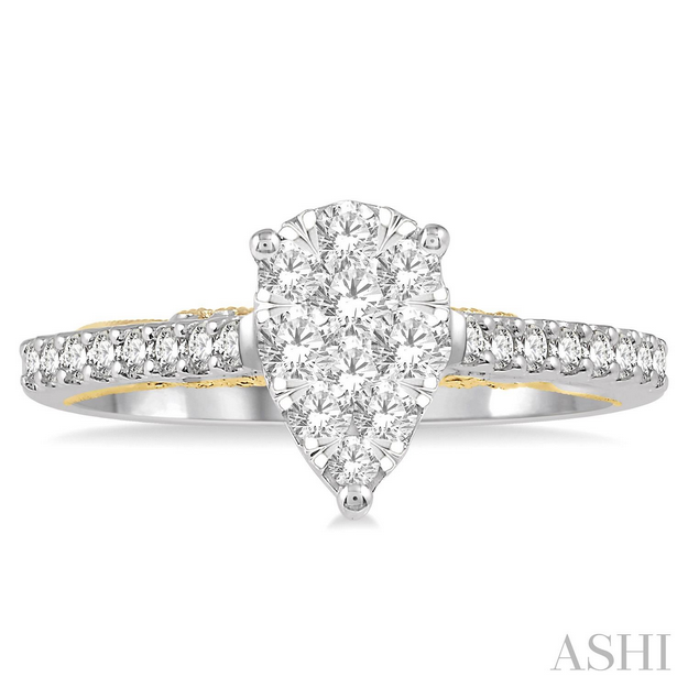 Pear shape lovebright essential diamond engagement ring