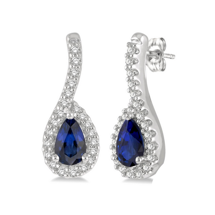 Pear shape sapphire & diamond earrings