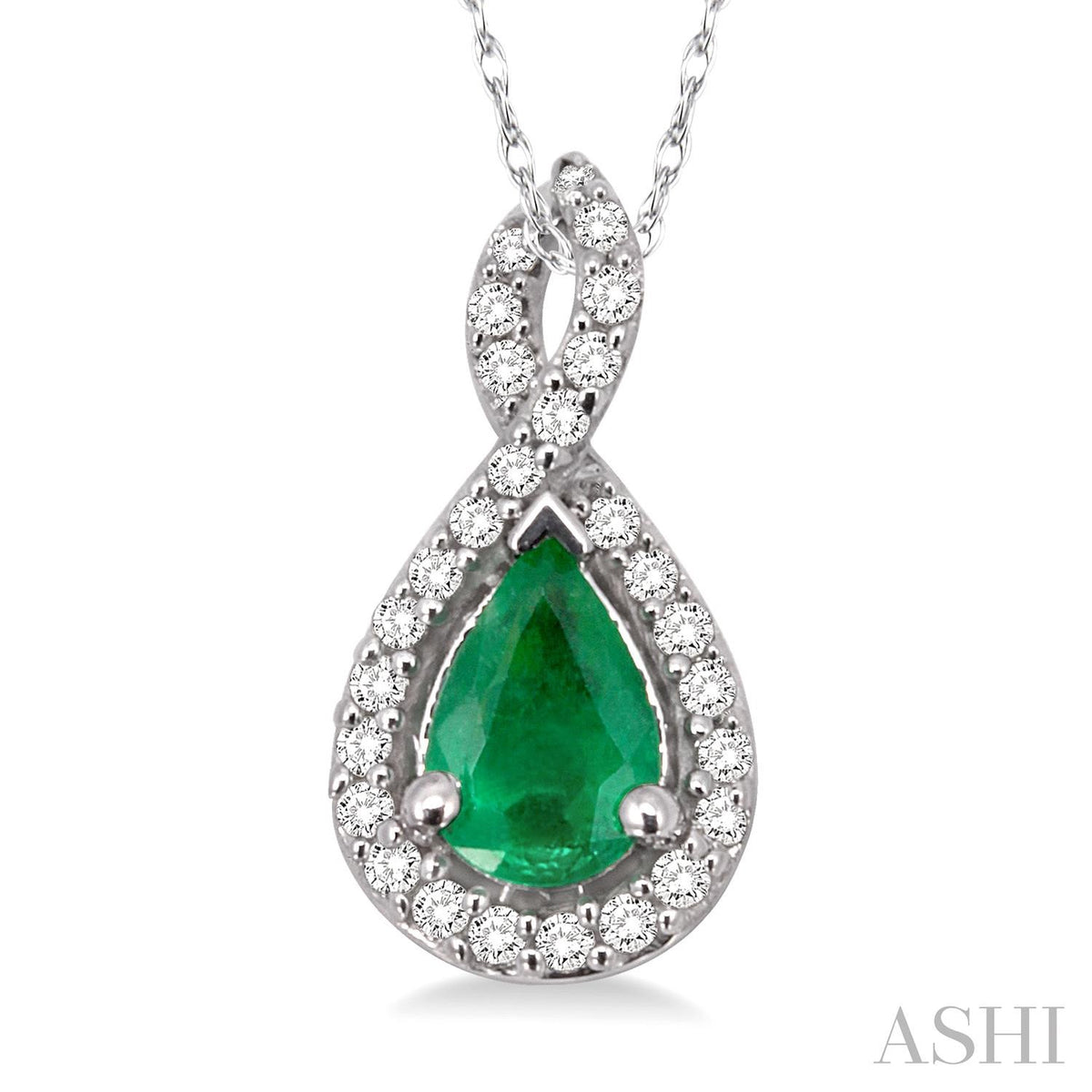 Pear shape emerald & diamond pendant
