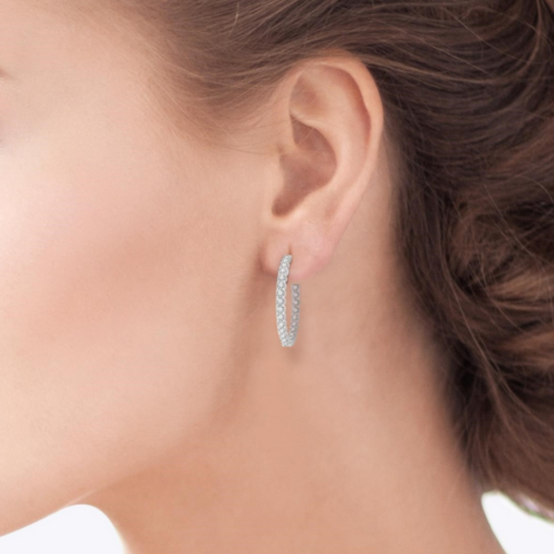 Inside-out diamond hoop earrings