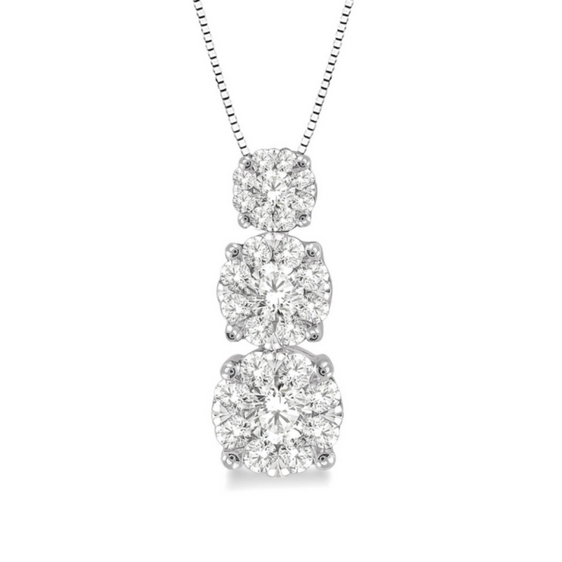 3 stone lovebright essential diamond pendant