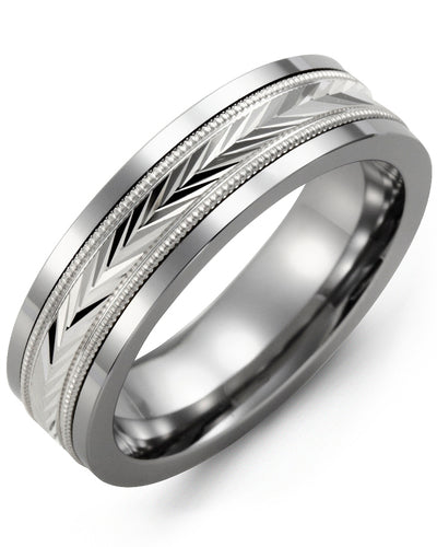 Men's Diamond-Cut V Wedding Ring