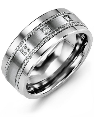 Men's Rope Design Spaced Diamond Wedding Ring
