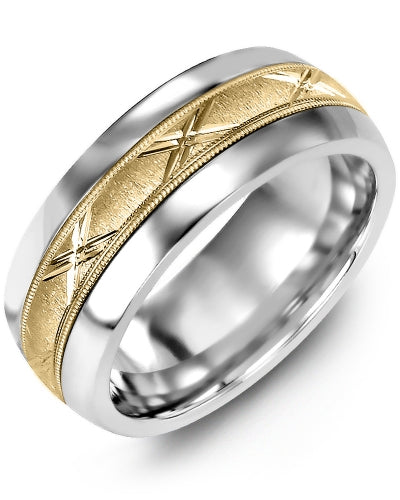 Men's & Women's Classic Dome Brush Diamond Cut Wedding Ring