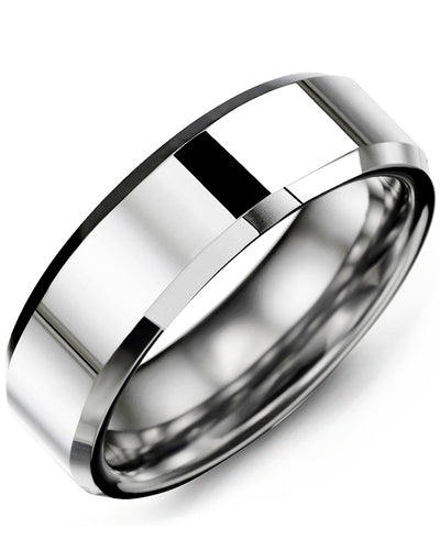 Men's Polished & Beveled Tungsten Wedding Ring