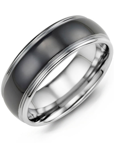 Men's Satin Center Polished Edges Tungsten Wedding Ring