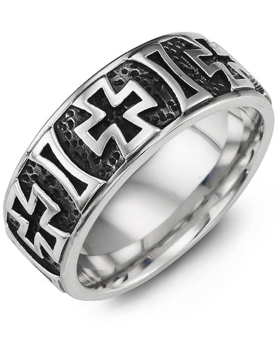Men's Celtic Cross Pattern Cobalt Wedding Ring