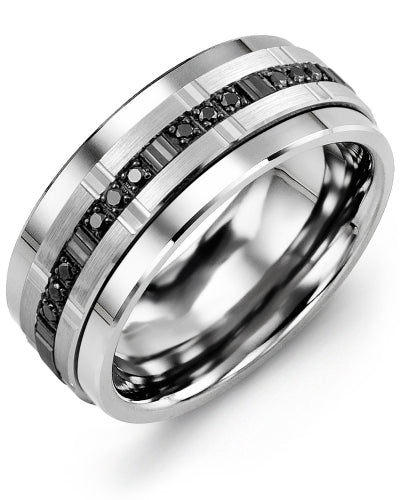 Men's Trio Black Diamonds Wedding Ring