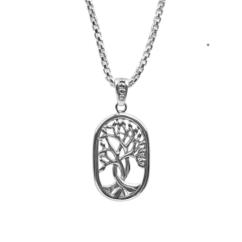 Silver Tree of Life Open Dogtag Pendant