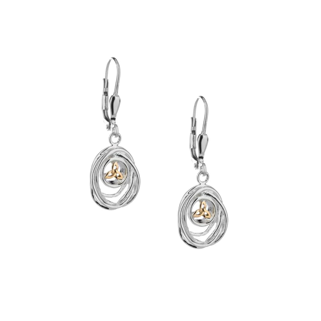 Silver and 10k Gold Celtic Cradle of Life Drop Earrings