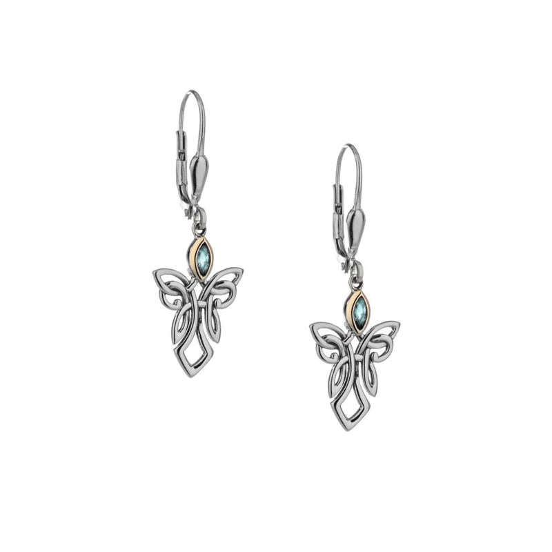 Silver and 10k Gold Guardian Angel Earrings - Topaz