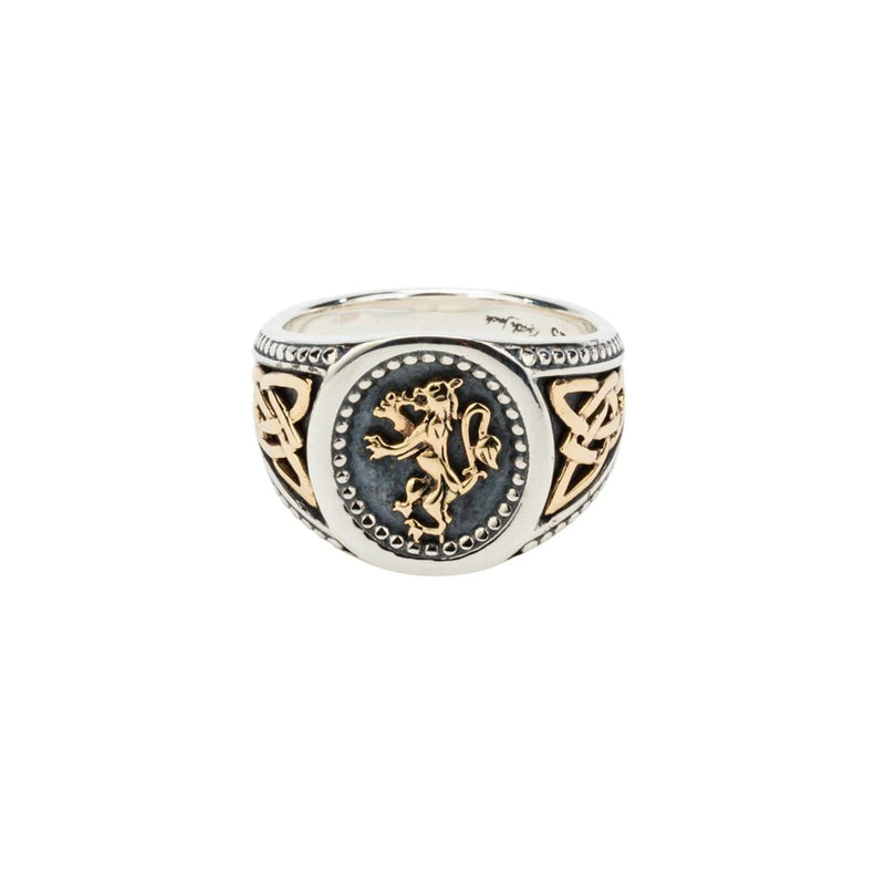 Silver and 10k Gold Lion Rampant Ring Large