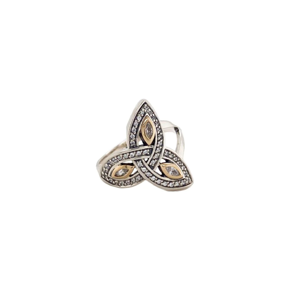 Silver and 10k Gold Trinity Ring - Size 11.5