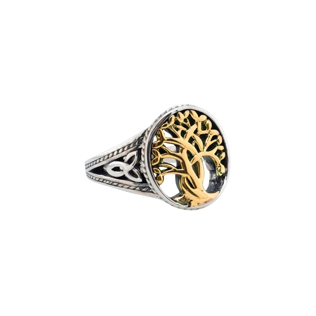 Silver and 10k Yellow Gold Tree of Life Ring
