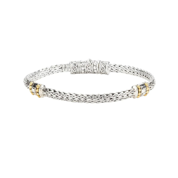 Silver and 18k Gold Dragon Weave Eternity Bracelet
