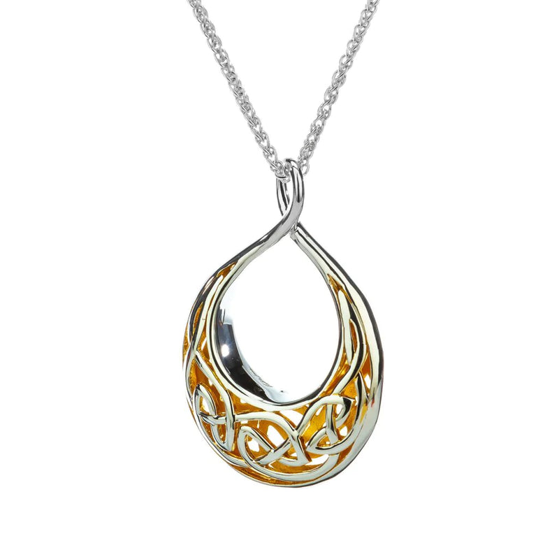 Silver and 22k Gold Window to the Soul Teardrop Pendant - Large